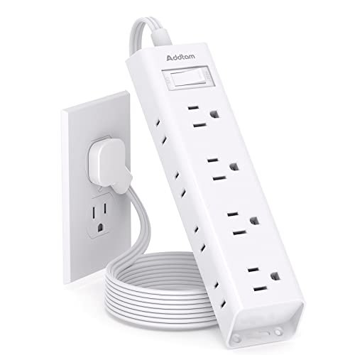 10FT Extension Cord - Power Strip Surge Protector, Flat Plug, Addtam 12 Widely Outlets 3 Sides Outlet Extender, 900J, Wall...