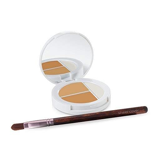 Sheer Cover Studio - Conceal and Brighten Highlight Trio - Two-Toned Concealers - Shimmering Highlighter - Medium/Tan Shade - Wi