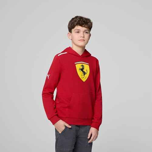 PUMA Scuderia Ferrari F1 Kids' Hoodie with Large Scudetto shield print on chest