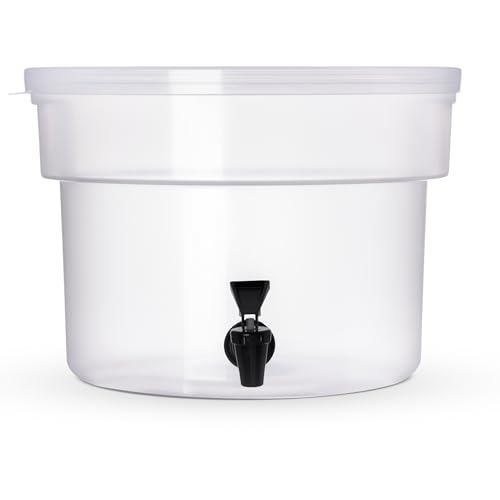 Carlisle FoodService Products Round Beverage Dispenser Drink Dispenser with Spigot for Catering, Plastic, 3 Gallons, Clear