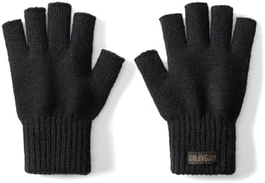 Winter Wool Half Finger Gloves for Men Women Gloves with Touchscreen Fingers Soft Knit for Cycling Sports Outdoor
