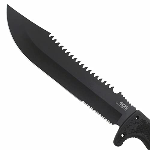 SOG Jungle Primitive Fixed Blade- Field and Camping Tactical Machete with Sheath for Clearing Brush, Full Tang Survival Kn...