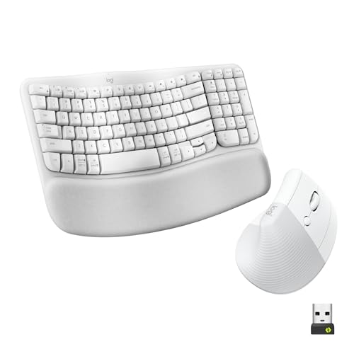 Logitech Wave Keys & Lift Vertical Mouse - Ergonomic Wireless Keyboard and Mouse Combo - with Cushioned Palm Rest, Easy-Sw...