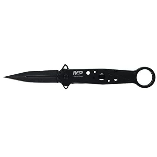 Smith & Wesson Accessories The Smith & Wesson M&P Folding Spear Point Featuring 8Cr13MoV Stainless Steel And Ergonomic Finger Loop Designed For EDC And Quick Deployment