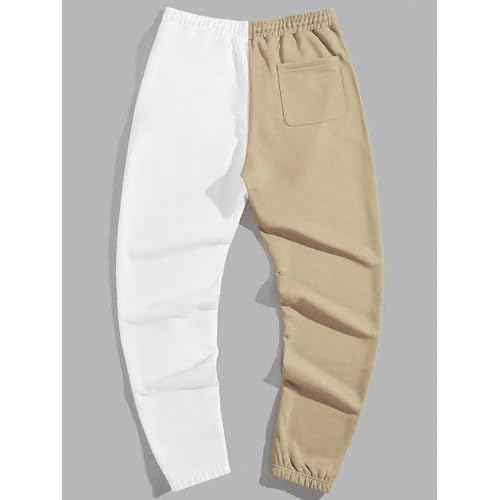 WDIRARA Men's Two Tone Cartoon Graphic Print Drawstring Waist Sweatpants Joggers with Pocket