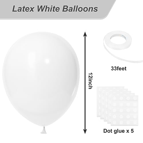 RUBFAC White Balloons 120pcs 12 Inches Latex Balloons for Birthday Baby Shower Engagement Bridal Shower Party Wedding Part...