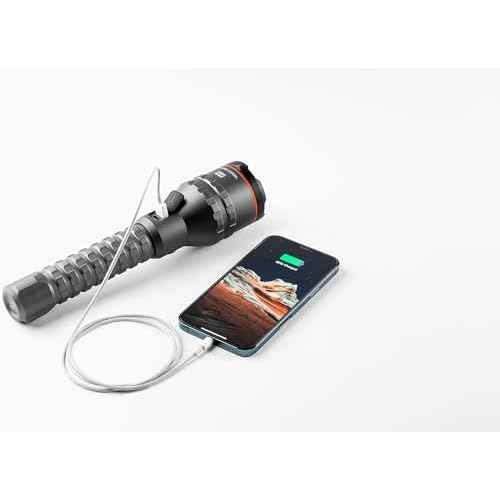 NEBO DAVINCI Flashlight & Portable Charger | Very High Lumens, Rechargeable, Waterproof Handheld Flashlight for Camping & Hunting, USB Power Bank, Variable Zoom, Includes Charging Cable