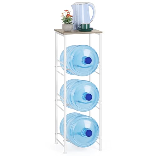 OYEAL Water Bottle Storage Holder 5 Gallon Drink Dispenser Stand with Table 3-Tier Heavy Duty Water Cooler Jug Rack Water ...