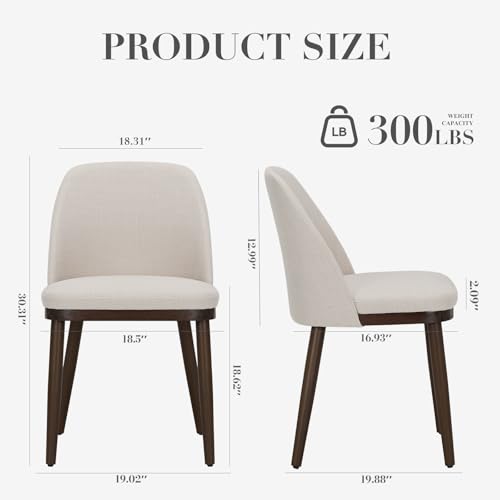 COLAMY Upholstered Dining Chairs Set of 2, Modern Kitchen Chairs with Back, Fabric Side Chair with Wood Legs for Dining Ro...