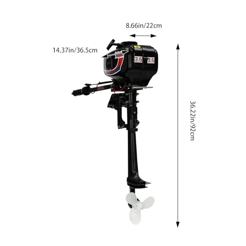 Outboard Motor, 2 Stroke 52CC 1.45KW Fuel Oil Outboard Boat Motor Engine Heavy Duty Fishing Boat Motor Engine with Water C...