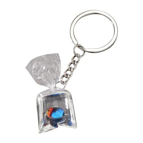 XUYUH Creative Resin Water Bag Keychain Charm Stylish Resin Fish Keychain with Transparent Water Bag Chic Hangings Decorat...