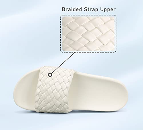 LUCKY STEP Women's Platform Sandals Braided Strap Flatform Slide Open Toe Casual Summer Beach Outdoor Wedge Woven Belt Sli...