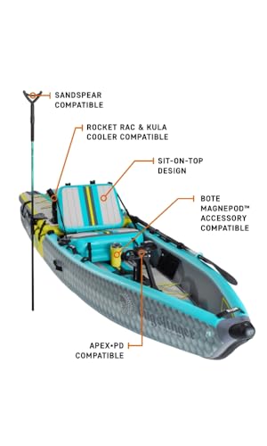 BOTE Lono Aero Inflatable Kayak Convertible Stand Up Paddle Board for Single Rider Adults Kids Family Friendly Blow Up Fis...