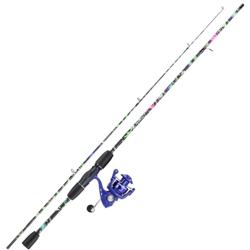 Sougayilang Fishing Rod Combo, 2-Piece 6-Foot Graphite & Fiberglass Rod with Anti-Reverse Spinning Fishing Reel (1Pack/2Pack)