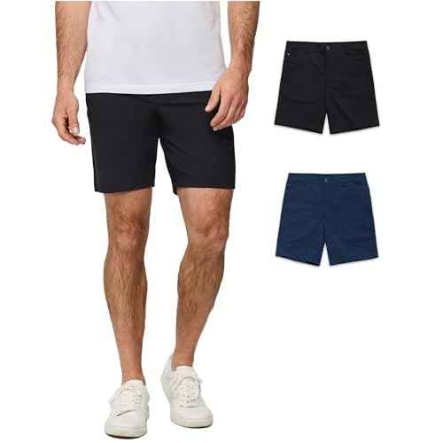 INTO THE AM Men's Daily Shorts 7" & 9" Inseam - Dry Fit Stretch Chino Flat Front Tech Golf Shorts