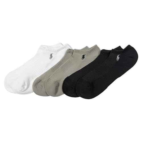 Polo Ralph Lauren Men's Tech Athletic Low Cut Sport Cushioned Arch Support Socks (3-Pack)