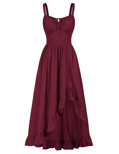 SCARLET DARKNESS Renaissance Dress Women Summer Corset Dress Flowy Sleeveless Milkmaid Sundress with Pockets