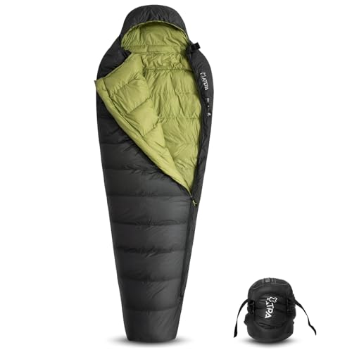 ATEPA Elements 450 Down Mummy Sleeping Bag for Adults, 0 Degree 700FP Backpacking Ultralight Cold Weather Sleeping Bag wit...
