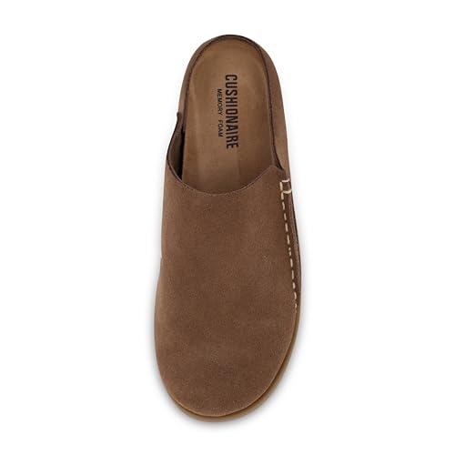 CUSHIONAIRE Women's Clay Genuine Leather footbed clog with +Comfort padding