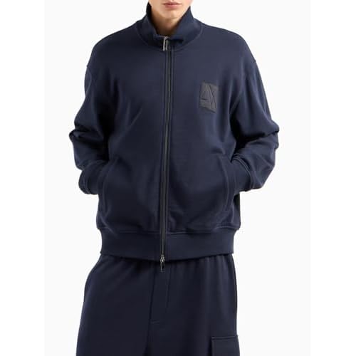 Armani Exchange mens Logo Cotton French Terry Full Zip Sweatshirt