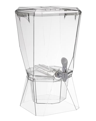 CreativeWare Crown Beverage Dispenser with Base and Name Clip, 3.5 gallon, Clear