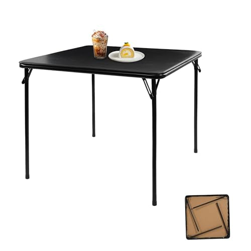 ELEVON 34" Square Folding Table, Portable Card Table with Collapsible Legs and Padded Sponge Top for Indoor/Outdoor Use, P...