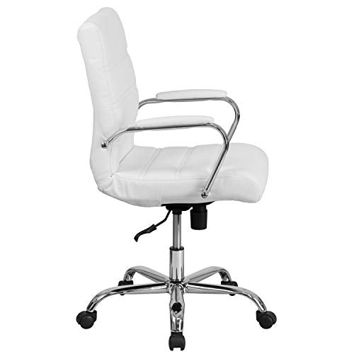 Flash Furniture Whitney Mid-Back Swivel LeatherSoft Desk Chair with Padded Seat and Armrests, Adjustable Height Padded Off...