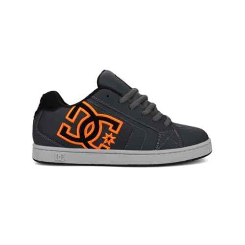 DC Shoes Men's Net Sneaker, Grey/Black/Orange, 9