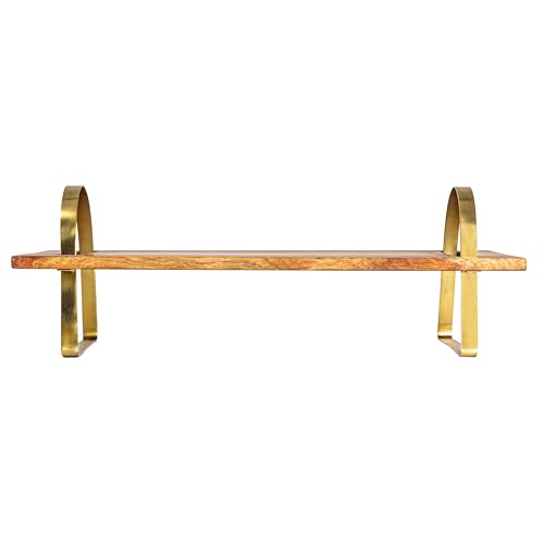 Creative Co-Op Acacia Wood Serving Board on Gold Stand