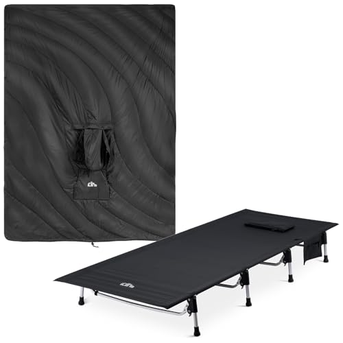 iClimb 1 Hooded 3M Thinsulate Insulation Warm Blanket and 1 Super Easy Assemble Cot, Ultralight Compact for Adults Outdoor...
