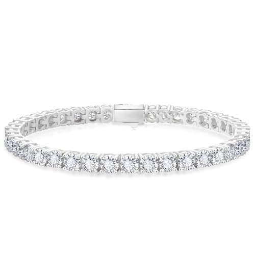 KRKCLIFE Tennis Bracelet for Women Men, 6.5/7/7.5/8 Inch Hypoallergenic Classic Round AAAAA Cubic Zirconia 14K Gold Plated, 3-5mm Width, Anniversary Birthday Gifts for Her Him Husband Wife Mom