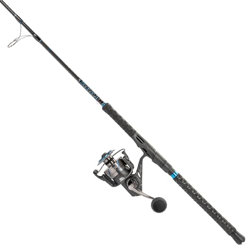 Quantum Benchmark Spinning Reel and Fishing Rod Combo, Graphite Composite Blank, 5+1 Bearings, Silver/Blue