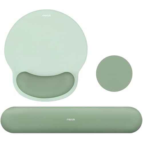 MOSISO Wrist Rest Support for Mouse Pad&Keyboard Set, Circle Curved Ergonomic Mousepad&Coaster Non-Slip Base Home/Office P...