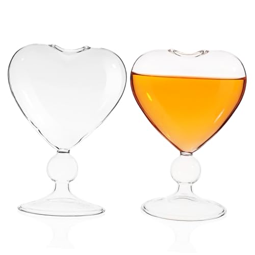 CIYODO Heart Shaped Cocktail Goblets for Wedding Party Exquisite Glass Drinkware for Bar Supply Celebration Glasses for Sp...