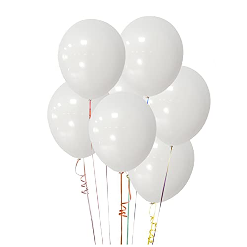 ASIYUHY White Balloons 100 Pack 12 Inch White Latex Party Balloons with 2 Rolls of Ribbon Helium Balloons for Wedding Birt...