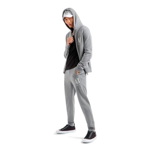 Armani Exchange mens Icon Project Embroidered Zip Up Hooded Sweatshirt