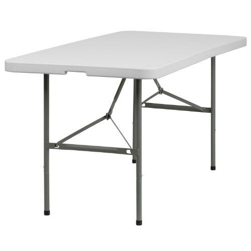 Flash Furniture Elon Commercial Grade 5-Foot Bi-Fold Granite White Plastic Folding Table