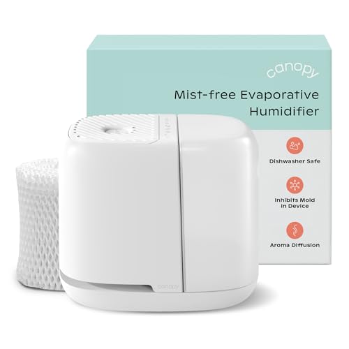 Canopy Bedside Humidifier 2.0, White, 36 HR Run Time, 2.5L Capacity - Reading Light & White Noise - Alleviate Symptoms of ...