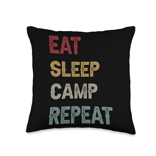 Eat Sleep Camp Repeat Outdoor Lifestyle Camping Throw Pillow