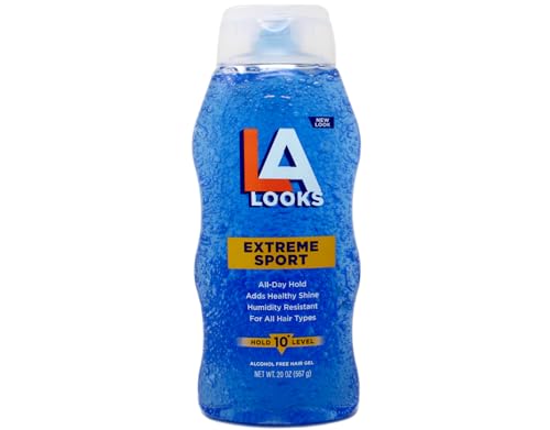 LA Looks Extreme Sport Hair Gel, All-Day Hold, Humidity Resistant, Alcohol Free, Hold Level 10, 20 oz (Pack of 3)