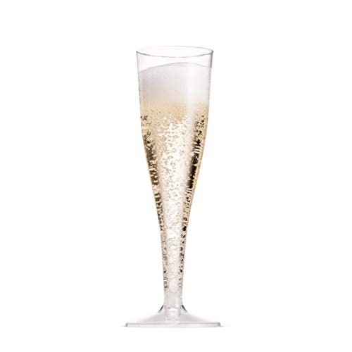 30 Pack Disposable Clear Plastic Champagne Flutes - 5 Oz Toasting Glasses for Wedding Party, Cocktail, Mimosa