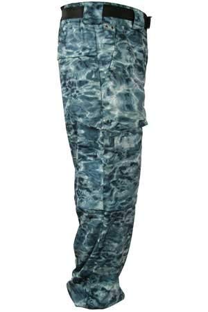 Aqua Design: Fly Fishing Mens Convertible Wading Pants Zip Off Legs Shorts: Misty Sky: Size Small