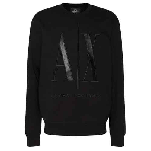Armani Exchange mens Metalic Icon Embroidered Crewneck Sweatshirt