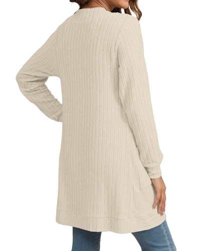 YSYOKOW Women Long Sleeve Open Front Cardigan Casual Lightweight Long Cardigans Loose Knit Outwear with Pockets