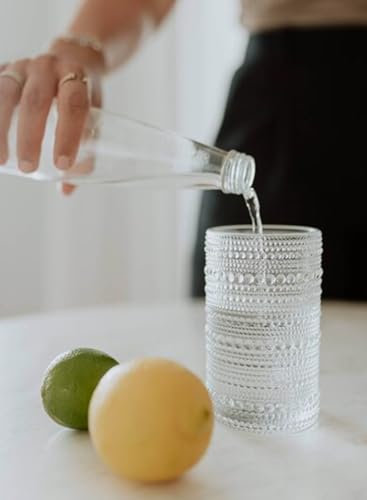 ZOOFOX Set of 6 Vintage Drinking Glasses, 13 oz Clear Hobnail Glasses Tumbler, Embossed Design Glassware for Beverages, Wa...