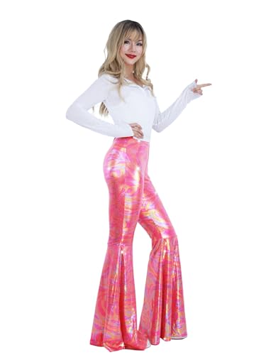 Nawgut Womens Sequin Flare Pant Sparkly High Waisted Leg Bell Bottom Glitter Trousers Night Out Clubwear