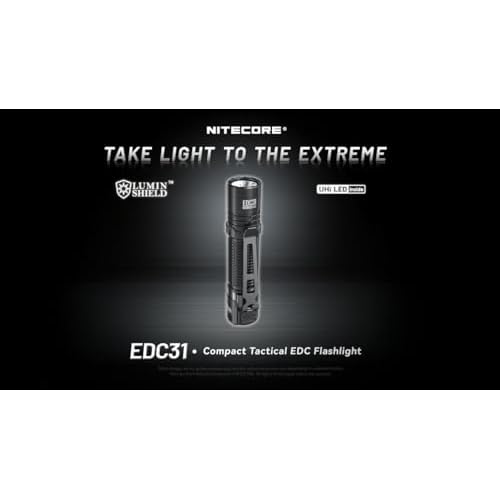 Nitecore EDC31 EDC31 Compact EDC Flashlight -3,500 Lumens, 380m Beam, Rechargeable, IP68 Waterproof, 4 Brightness Modes w/ECO-Sensa USB-C Charging Cable