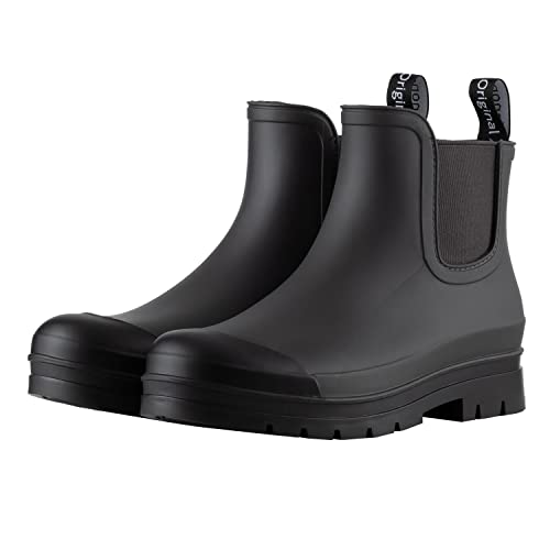 planone Women’s Waterproof Short Rain Boots Durable Comfort-Focused Chelsea Ankle Rubber Boots Non Slip Everyday Outdoor G...