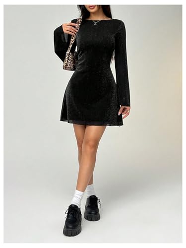 MakeMeChic Women's Cheetah Print Mini Dress Y2k Bell Sleeve Leopard Print Dress Going Out Outfits