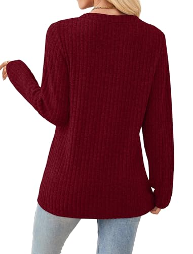 SAMPEEL Womens Sweaters Lightweight Long Sleeve Shirts V Neck Tops with Button Fall Outfits 2025